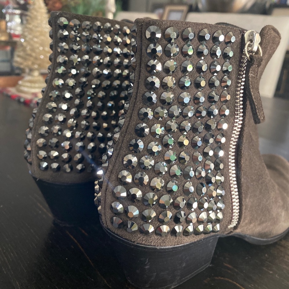 GIUSEPPE ZANOTTI Daddy Grey Crystal Suede Booties - Picture 10 of 12